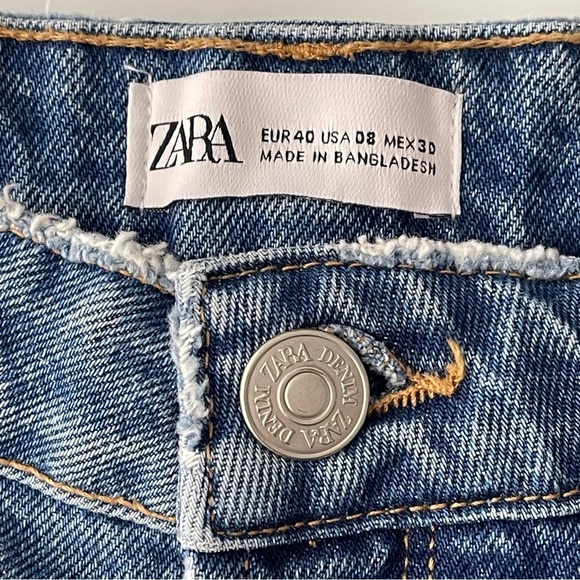 Zara Shorts Womens 8 x 2.5" High Rise Button Fly Raw Hem Denim Cutoff Festival - Picture 4 of 4